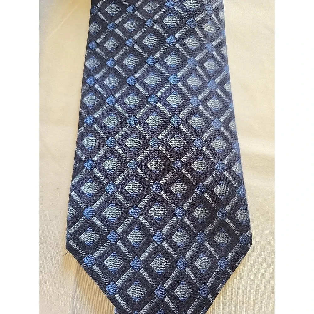 Tie Lot Of 2 Vintage Stafford Neck 100%‎ Silk Blue Black Geometric Gray Design
